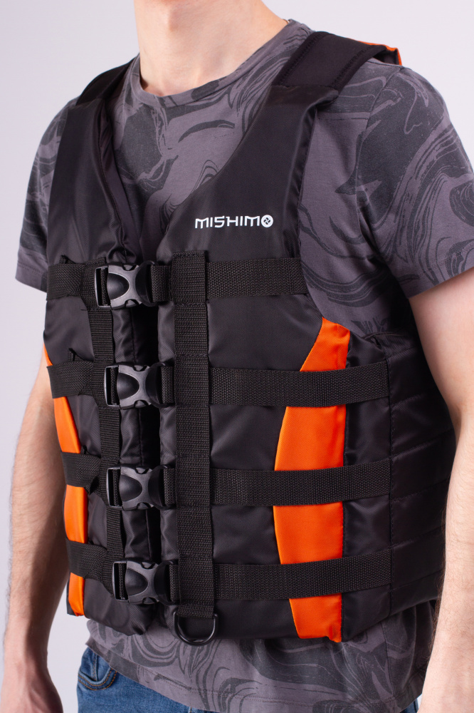 Жилет спасательный MISHIMO PRO Премиум качества Черно-оранжевый в Альметьевске
